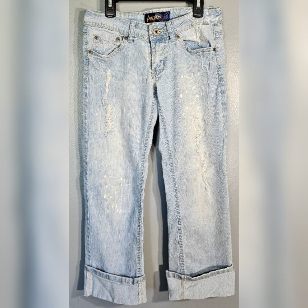 Lightweight Crop Jeans with Distressing by Angels